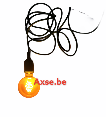 Soket E27 Black cable 5W croissant spiraal lamp XL, 1800K, amber glas Ø95 - dimbaar