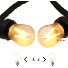 Lichtslinger / Festoon 5M Black E27 2000K 3wat Warm white clear Bulb